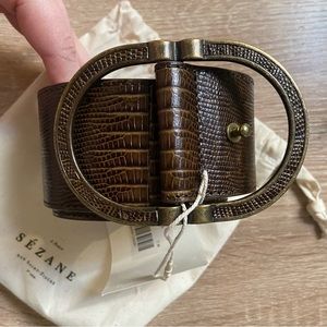 Sezane Fétiche Taupe Embossed Belt New With Tags